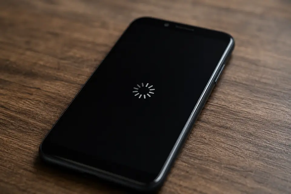 Smartphone bloqué sur un écran de chargement après un redémarrage
