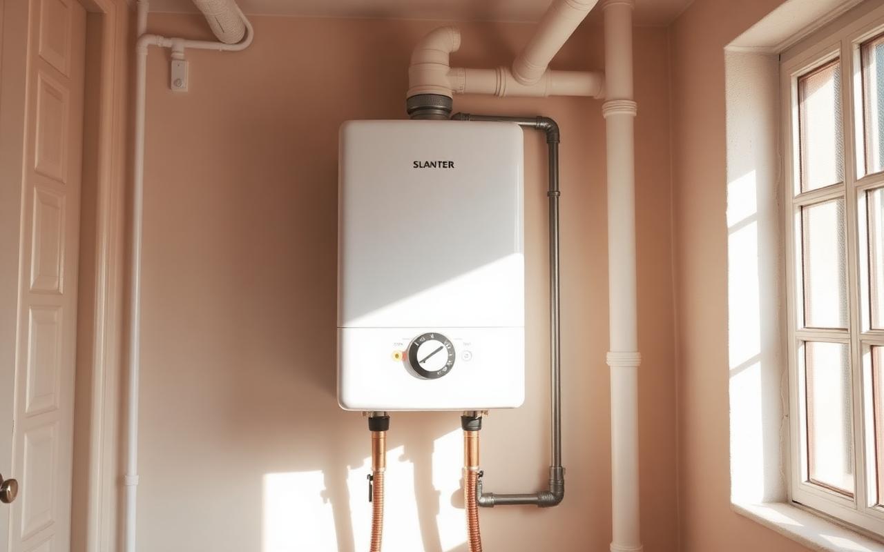 Personne préparant son départ en vacances près d’un chauffe-eau électrique